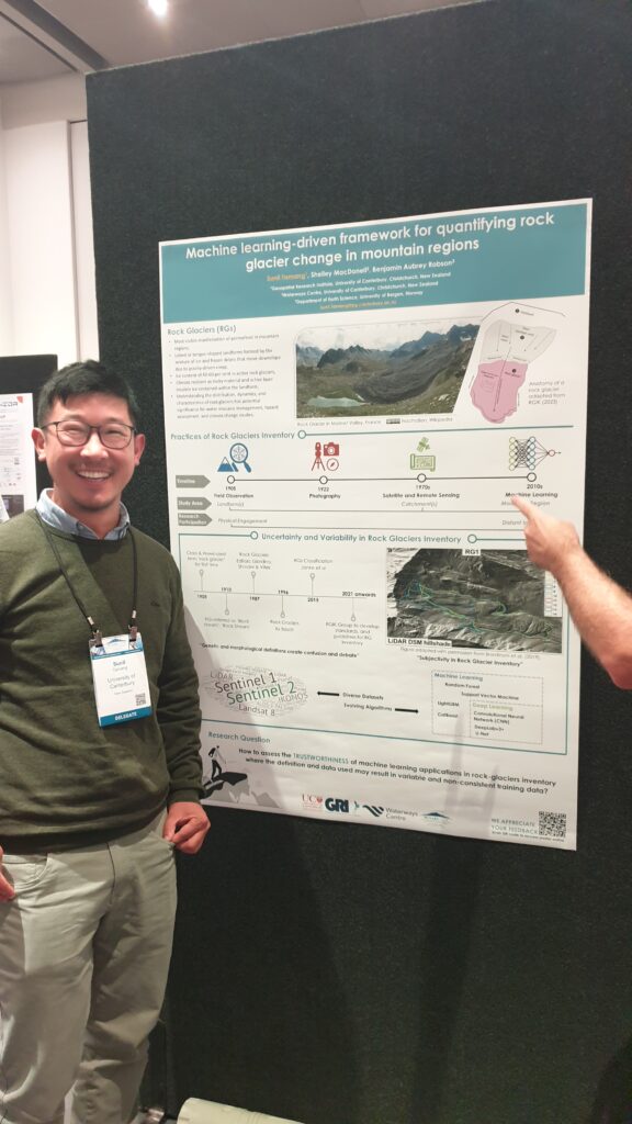 GRI PhD student Sunil Tamang presenting his poster: Machine learning-driven frameworks for quantifying rock glacier change in mountain regions.