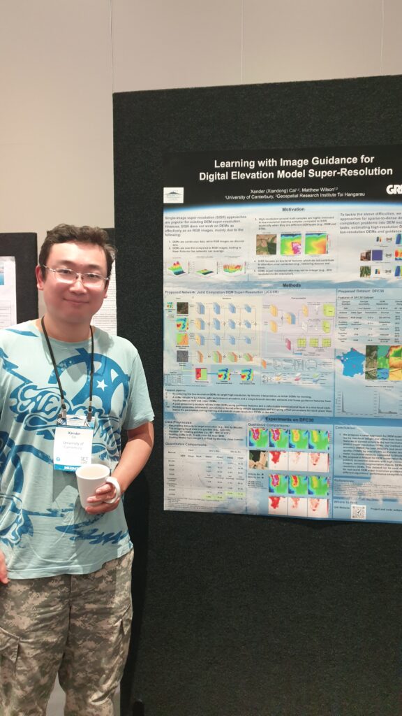 Xander Cai, presenting his work: Learning with Image Guidance for Digital Elevation Model Super-Resolution.